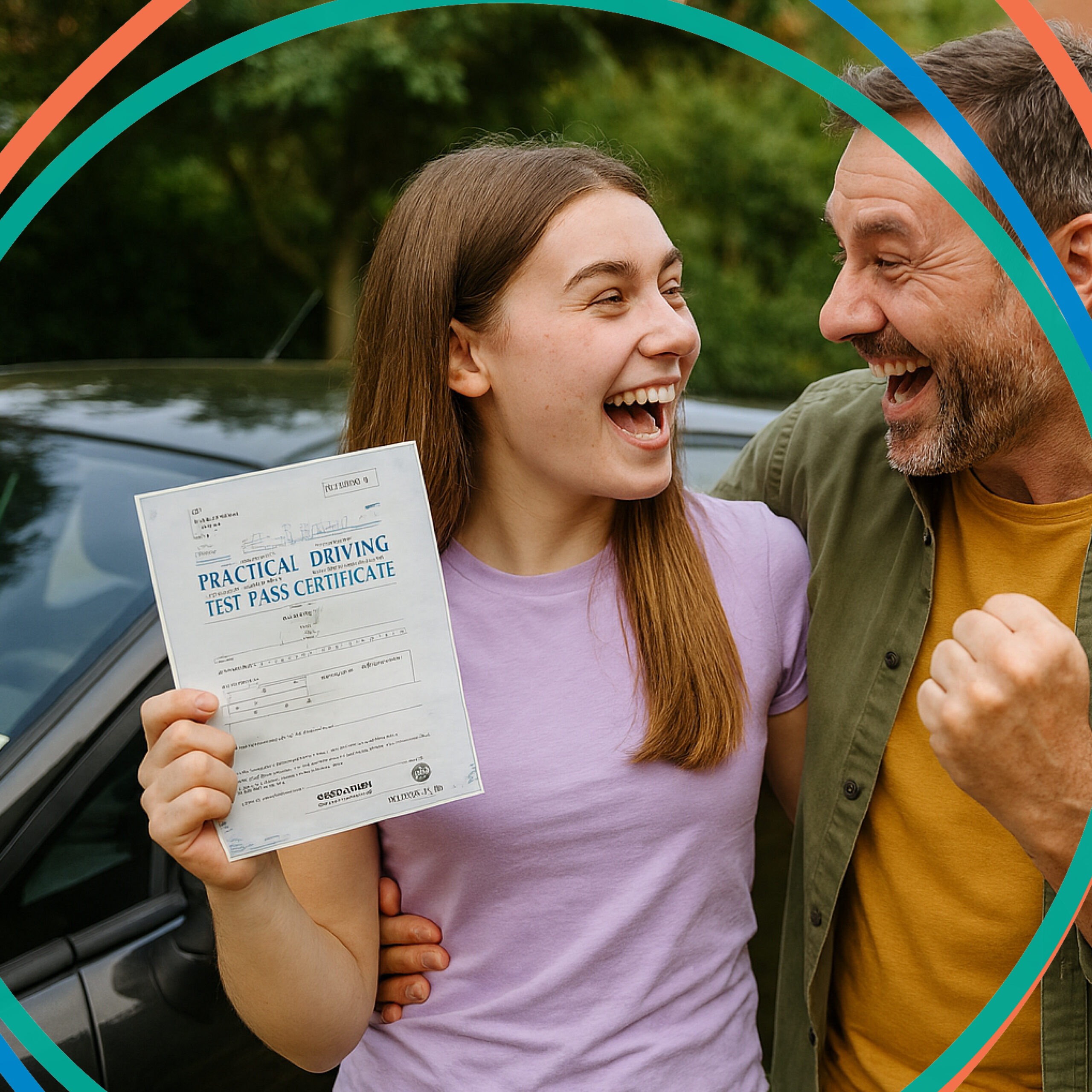 Teenager passing driving test